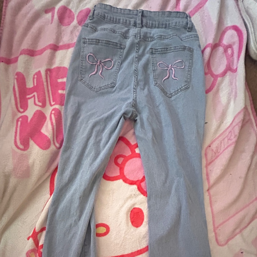 G.I.L.I. Light Blue Jeans with Pink Bow Accents